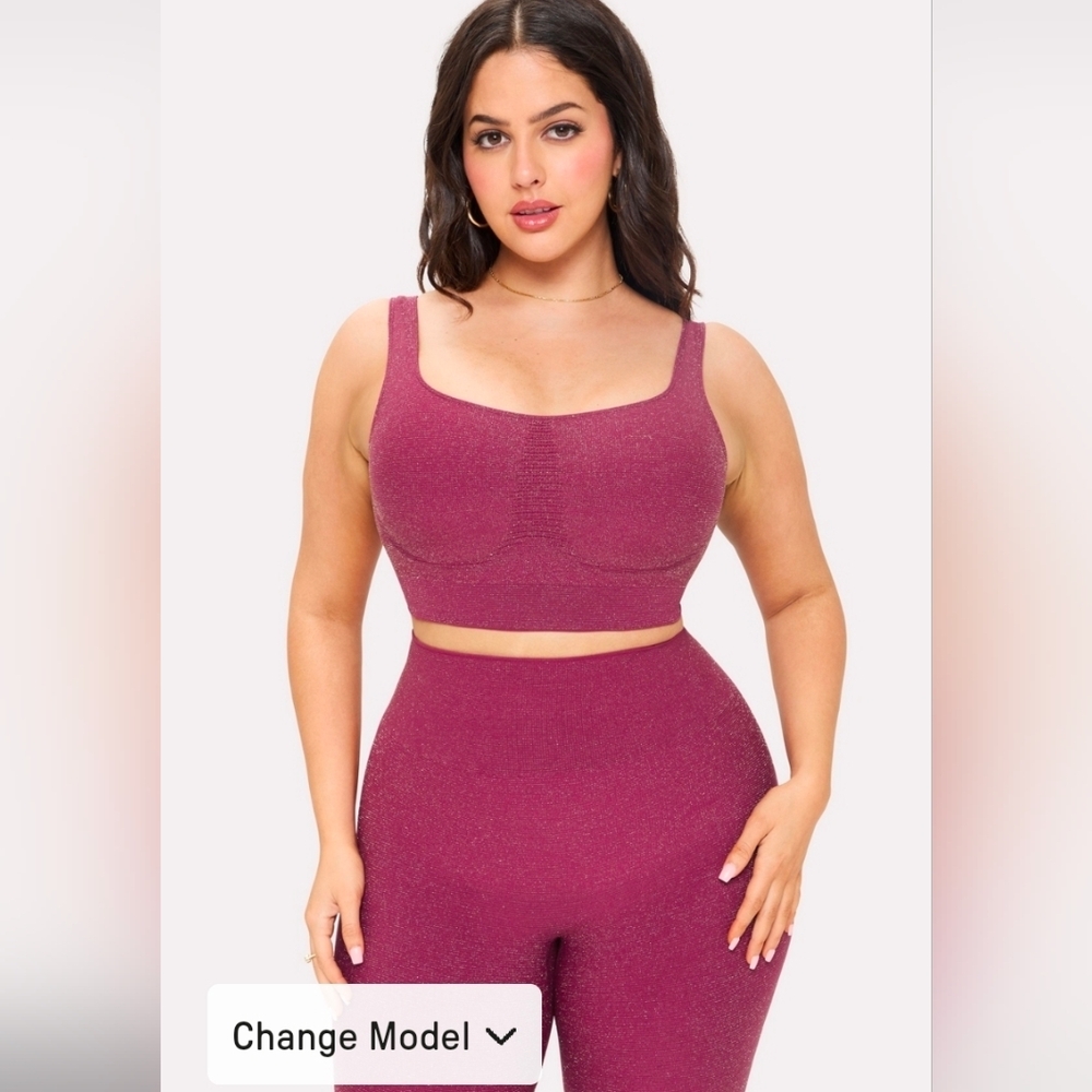 Yitty x Fabletics Shimmered Wine Luxe Shapewear Set NWT XL XXL